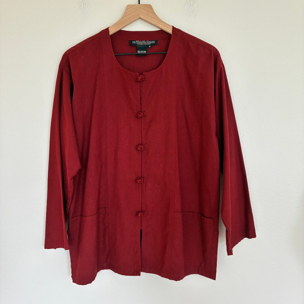 The J. Peterman Company Tunic Top Womens S Burgundy Red Button Up Cotton